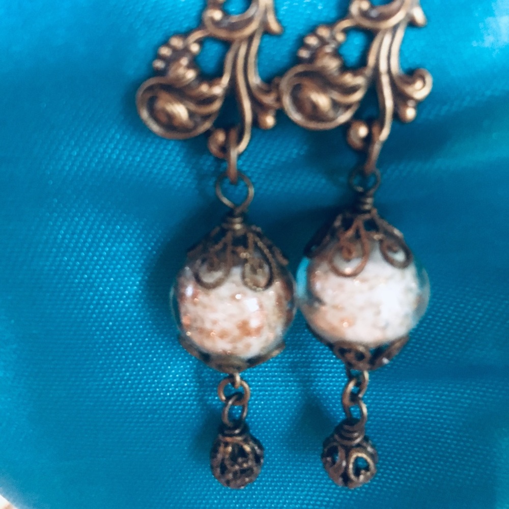Dangle Earrings/ Antique Brass Design